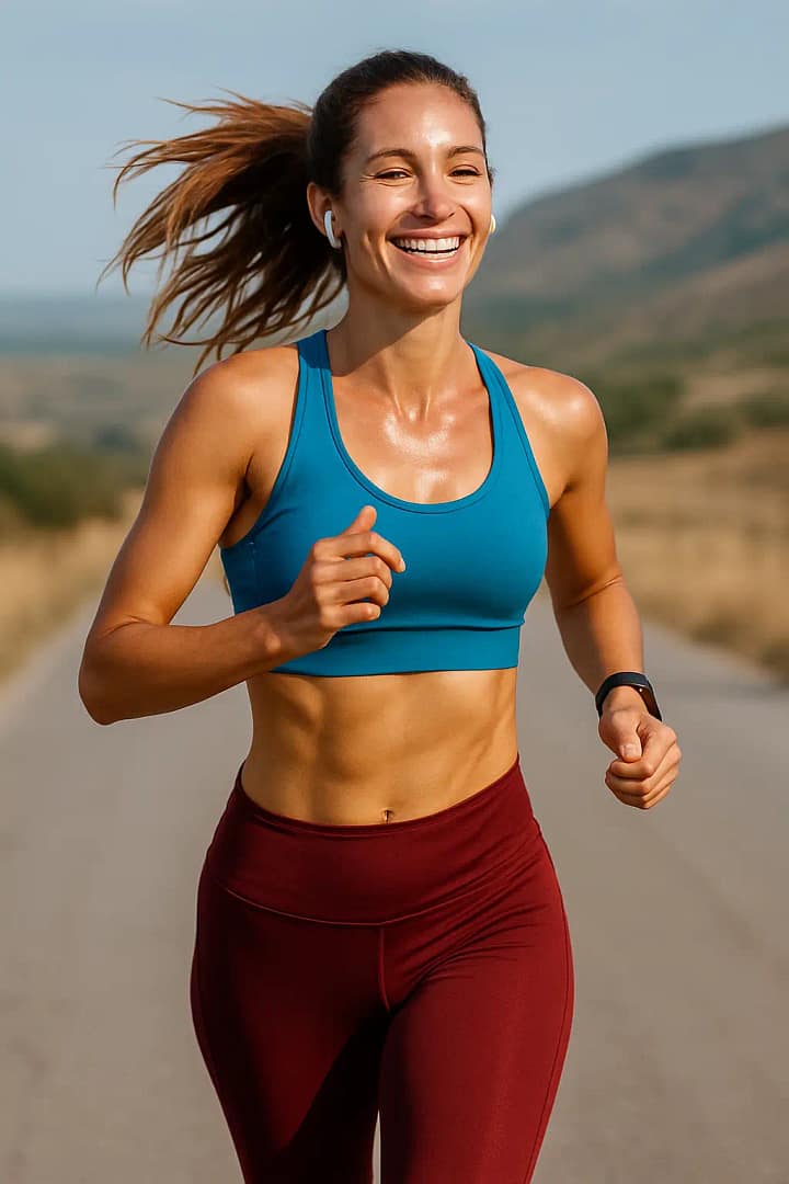 Woman running with energy