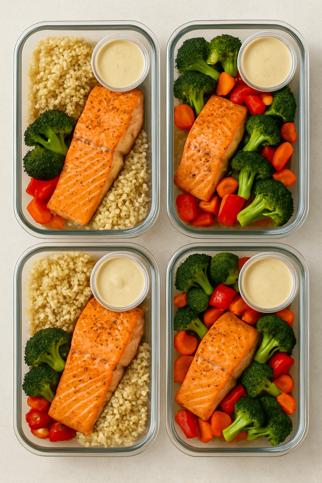 Meal prep containers with ready-to-eat clean meals