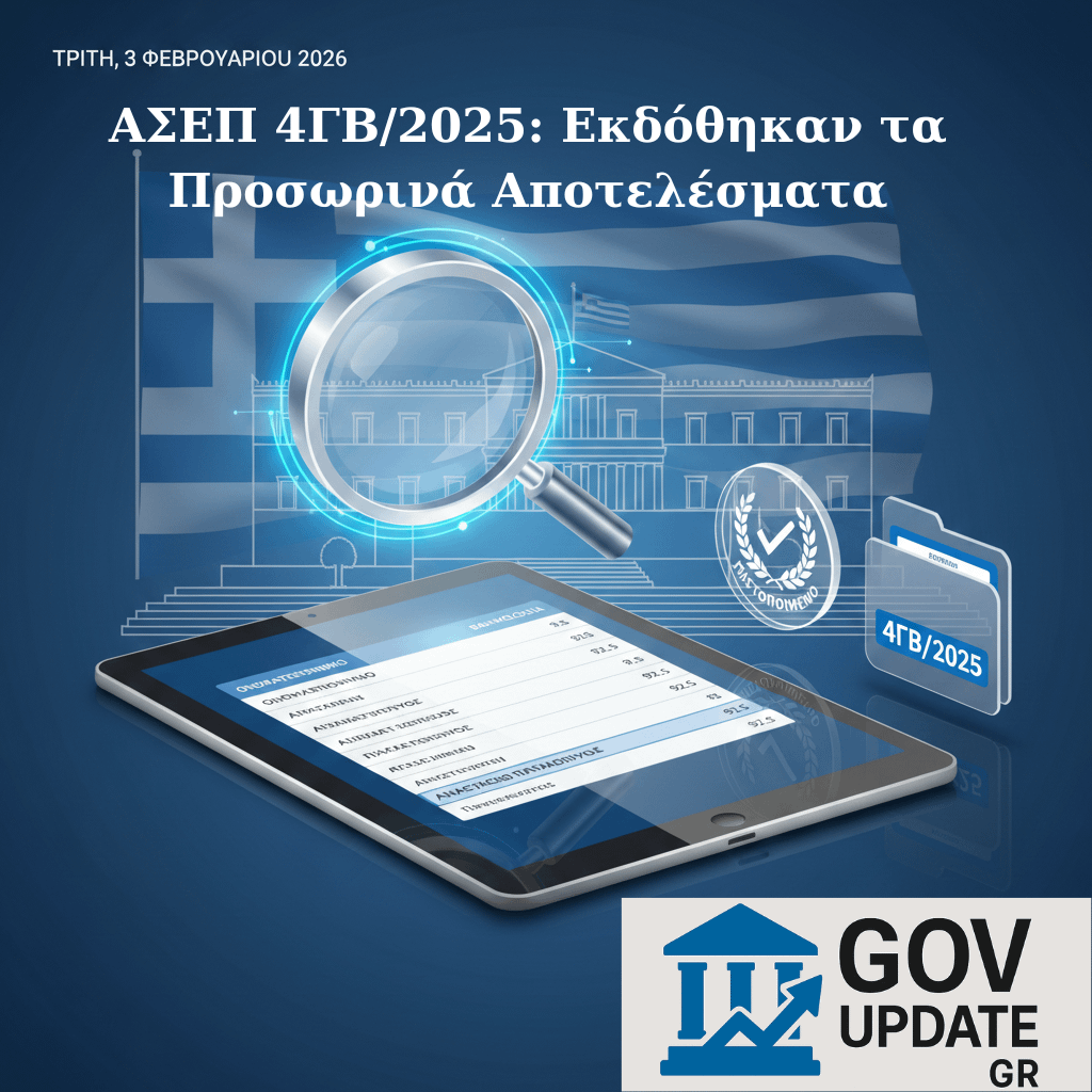 ροσωρινά αποτελέσματα ΑΣΕΠ 4ΓΒ/2025 για προσλήψεις στο δημόσιο και ψηφιακή ανάλυση διοριστέων.