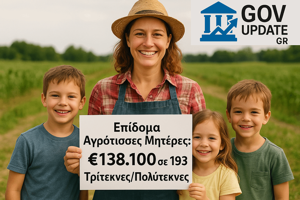 Ευκαιρία για τις τρίτεκνες και πολύτεκνες Αγρότισσες μητέρες για το επίδομα των 138.000 ευρώ