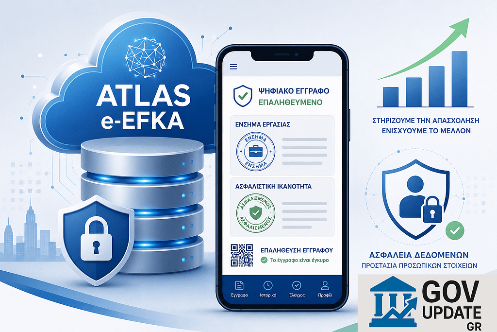 Ψηφιακή προβολή και εκτύπωση του ασφαλιστικού βιογραφικού και των ενσήμων από την πύλη atlas του e-ΕΦΚΑ.