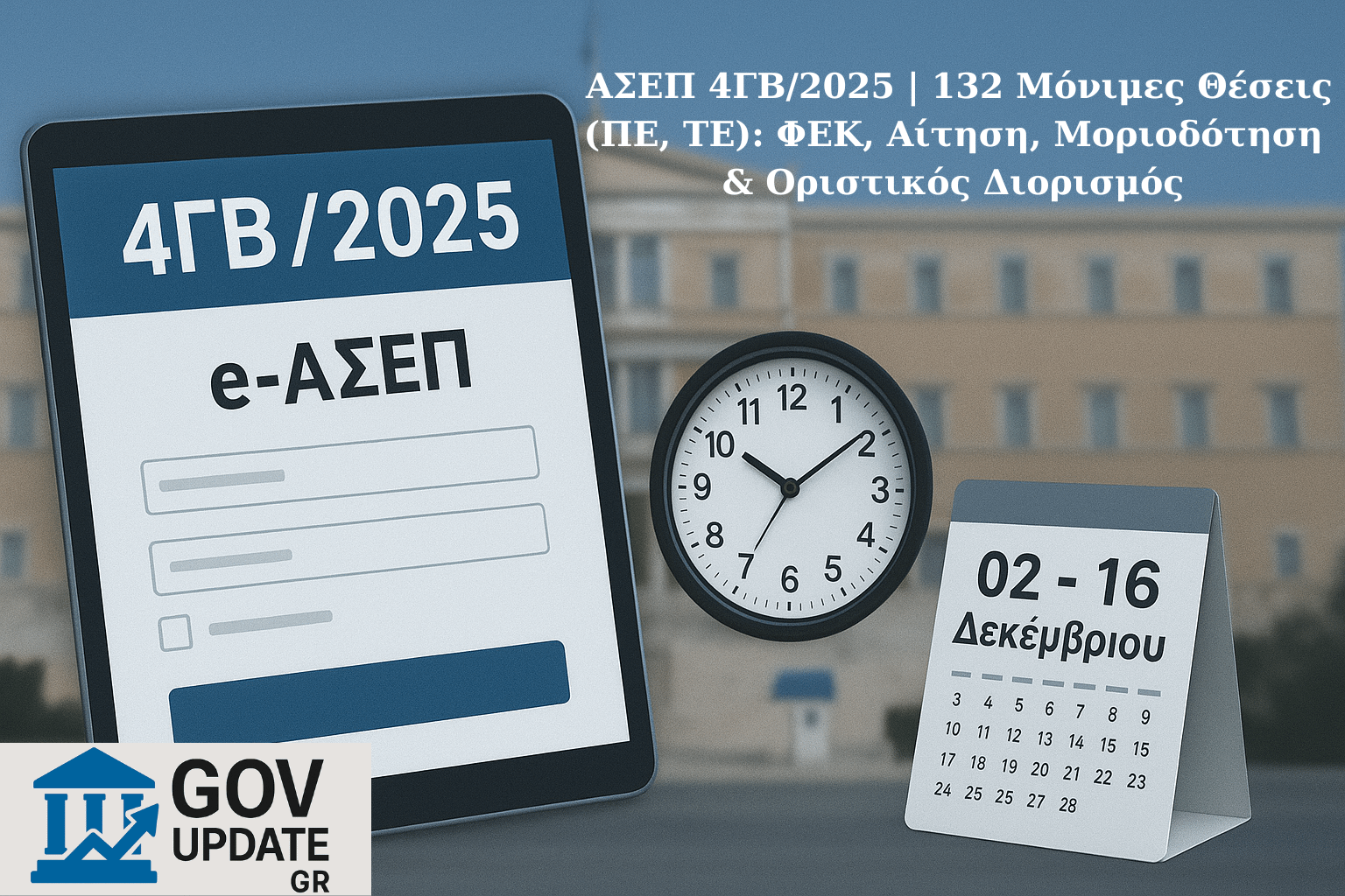 ΑΣΕΠ 4ΓΒ/2025: Ο Απόλυτος Οδηγός για τις 132 Μόνιμες Θέσεις (ΠΕ & ΤΕ) – ΦΕΚ, Προθεσμίες & Διαδικασία