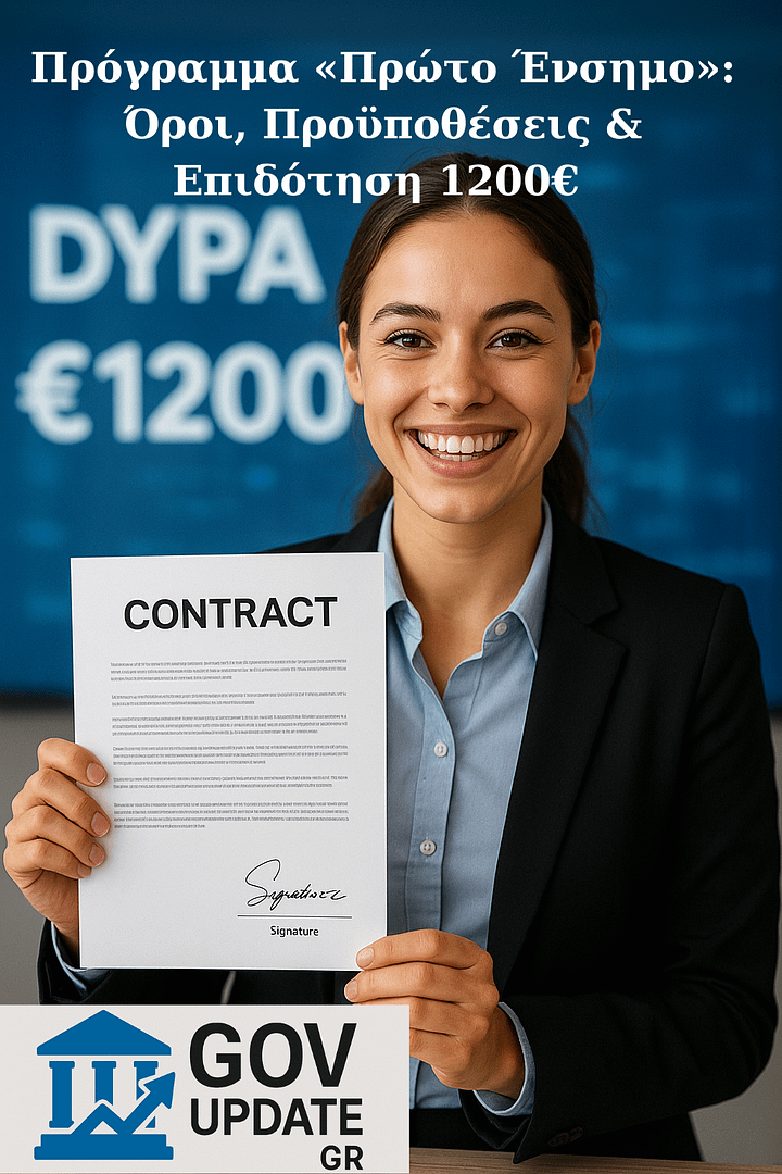 Πρόγραμμα «Πρώτο Ένσημο»: Νέος εργαζόμενος υπογράφει σύμβαση και λαμβάνει επιδότηση.
